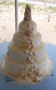 cascading seashell wedding cake