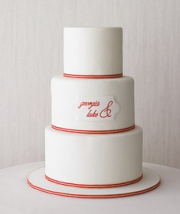 red stripe wedding cake