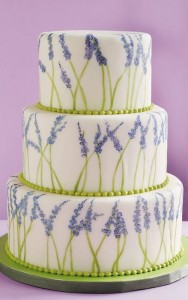 handpainted lavender wedding cake