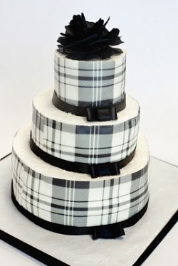 Black and Ivory Plaid Cake