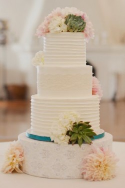 White Wedding Cake with Succulents