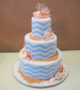 beach wedding cake