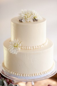 white cake with flowers