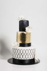gold and black cake
