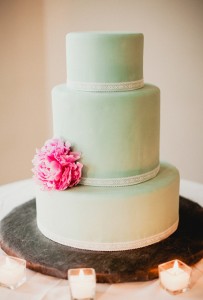 green cake with flower