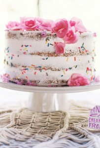 naked cake with sprinkles