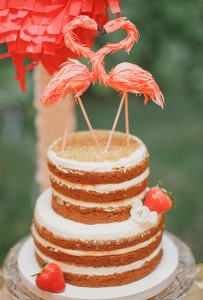 flamingo wedding cake