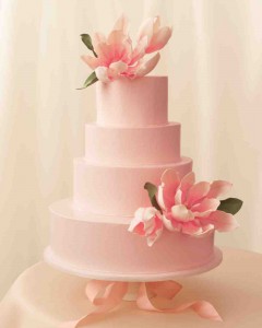 pink cake with flowers