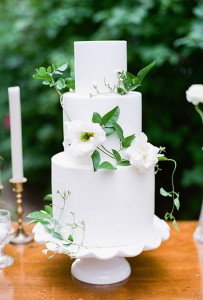 white cake with white flowers