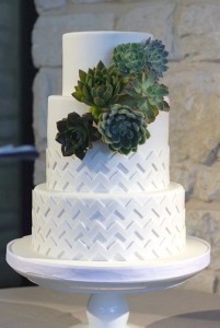 white cake with chevron