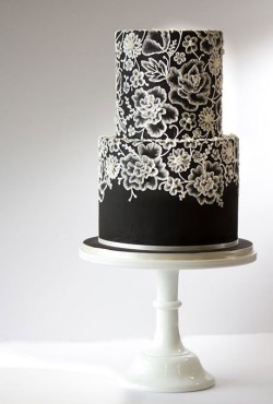 black and white lace cake