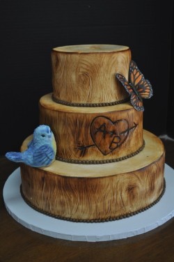 rustic cake with birds